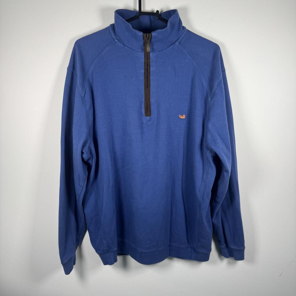 Southern Marsh Pullover Mens Medium Blue Quarter Zip Sweatshirt Fleece Duck Logo